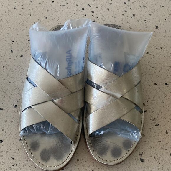 Madewell The Boardwalk Woven Silver Leather Slide Casual Sandals Women Size 8.5 - Picture 2 of 8